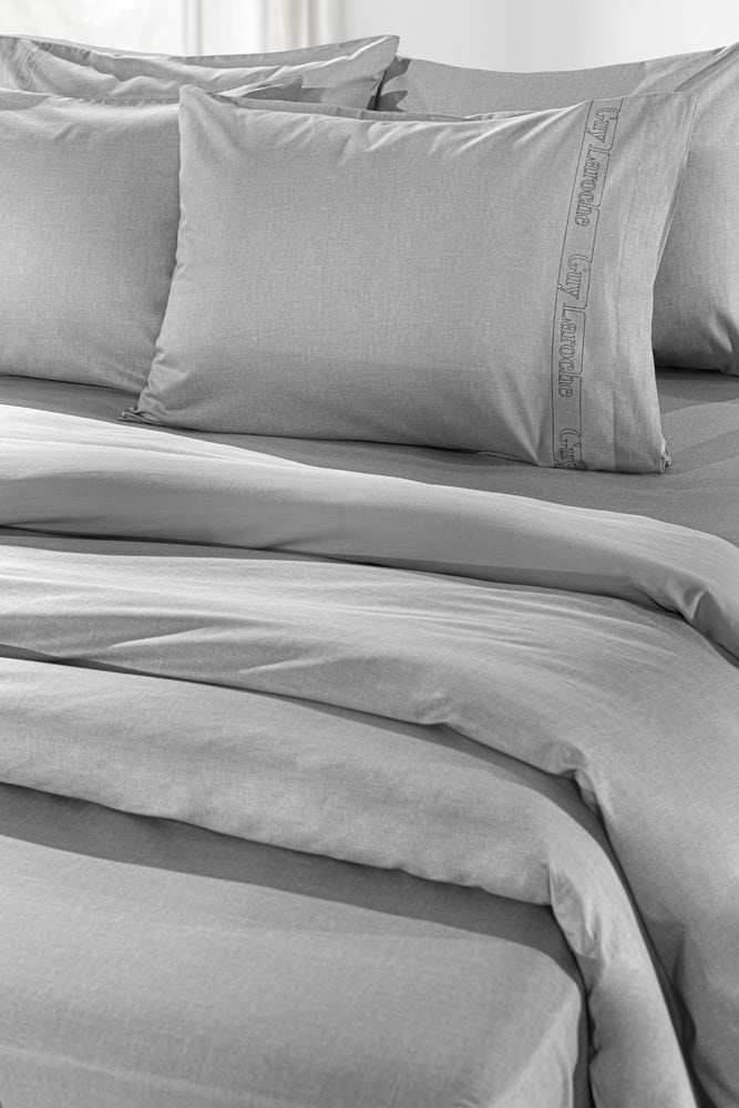 Quilt Cover Color Plus Silver 225X245 Set With Fitted Sheet 160X200 and 2 Pillowcases