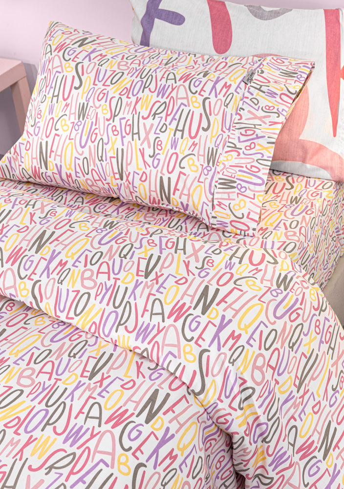 Παπλωματοθήκη Letters Pink 165X240