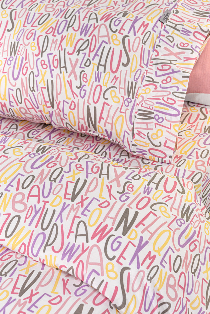 Παπλωματοθήκη Letters Pink 165X240